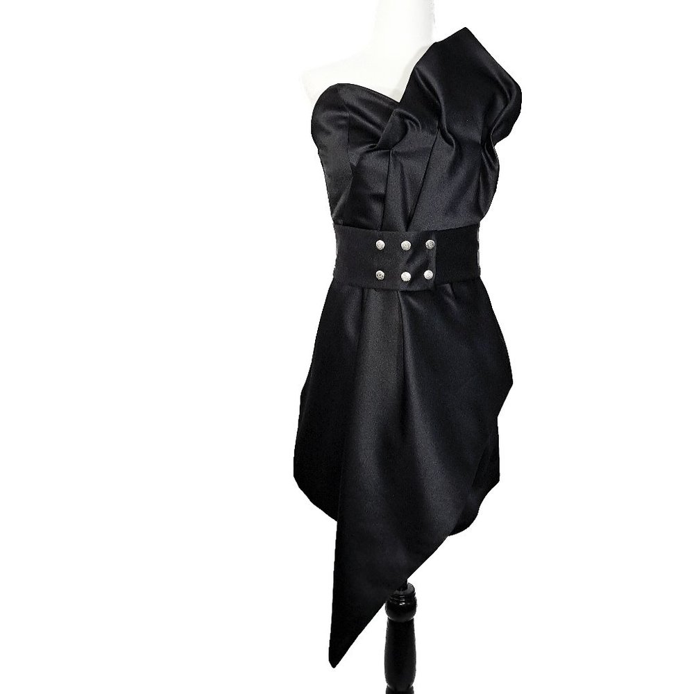 Women sweet heart-neckline strapless bustier Asymmetric cocktail dress